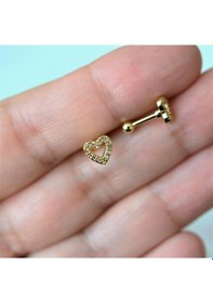 Resim Gold Cerrahi Çelik Kalp Piercing Helix Lob Kıkırdak Tragus Renkli 