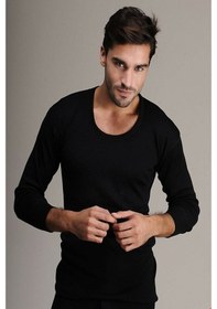 Resim Hasyün Erkek Uzun Kollu Siyah Yün Fanila Don Takım 