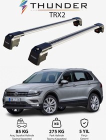 Resim Volkswagen Tıguan 2016-sonrası Trx2 Thunder Carrier Kilitli Ara Atkı Taşıyıcı Tavan Barı Siyah 