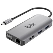 Resim BX17HB Type-C To Gigabit Ethernet HDMI PD USB 3.2 Micro SD/SD VGA Çoklayıcı Adaptör Bix