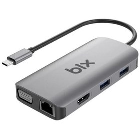 Resim BX17HB Type-C To Gigabit Ethernet HDMI PD USB 3.2 Micro SD/SD VGA Çoklayıcı Adaptör 