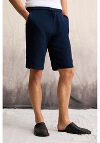 Resim Grimelange Jens Erkek %100 Pamuk Müslin Kumaş Yanları Cepli Slim Fit Dar Kesim Lacivert Şort 