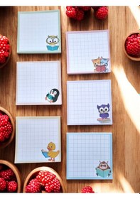 Resim 8x8 Desenli 6 Lı Set Memopad Bloknot Planlayıcı Sevimli Hayvanlar Baykuş,penguven,kedi,ördek,yarasa Çok Renkli 