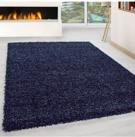 Resim Soft Shaggy Halı Yüksek Tüylü Düz Lacivert Rengi Çocuk Odası Oturma Odası Salon Mutfak Halısı 