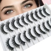 Resim Ekstra Kalın Kabartmalı Kedi Gözü ve Bebek Tarzı Sahte Kirpik Seti, 10 Çift El Yapımı Sentetik Kirpik, D ve C Kıvrım Karışımı, 10-15mm Kokusuz Yeniden Kullanılabilir Çiftler, Çarpıcı Bir Görünüm İçin - Başlangıç Seviyesi İçin Kolay Uygulama ve Çıkarma 