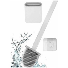 Resim Silikon Tuvalet Fırçası Bükülebilir Silikon Wc Klozet Fırçası Beyaz 