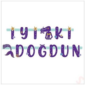 Resim Pırıltılı Deniz Kızı İyiki Doğdun Banner, 2 Mt 