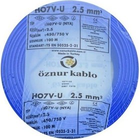 Resim Öznur 2.5 Mm Nya Tek Damar %100 Bakır Kablo Mavi Renk 1 Top 100 Metre 