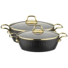 Resim Maya Basık Tencere Seti 28-30 Cm - Siyah Siyah 
