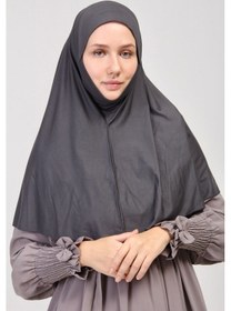 Resim Manolyaşal İslamic Hijab Pratik Eşarp Peçeli-peçesiz Hazır Türban Sufle - Füme Füme 