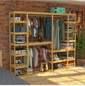 Resim Glória - Açık Ahşap El Yapımı Gardırop 