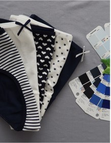 Resim ALYA UNDERWEAR Kız Çocuk - Garson Empirme Baskılı Pamuklu Kumaş Slip Külot 5'li Paket Lacivert Varyant 