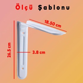 Resim Badem10 Raf Altı Raf Tutucu Ayak Ferforje Beyaz Klas 26.5 x 18.5 cm 2 Adet (No:3) 