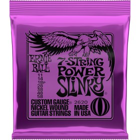 Resim Ernie Ball 2620 7-String Power Slinky Nickel Wound Elektro Gitar Teli (11-58) 