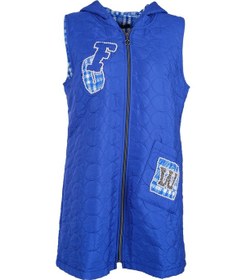 Resim Vedi Midi Kapüşonlu Oversize Yelek - Minimalist Tarz Saks 