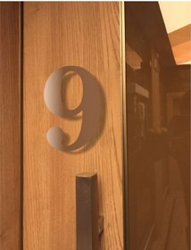 Resim zafrakreklam Kapı Daire Numarası 1 mm Bronz Ayna Pleksi Yapışkanlı No - 9 DOKUZ 