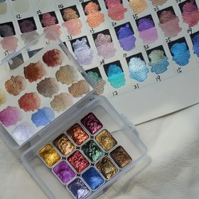 Resim 12 renkli inci suluboya pigmentsi, geleneksel Çin resim için katı ambalaj, Tangka kaligrafi, renkli resim Profesyonel sanat kullanımı 