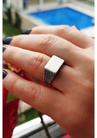 Resim Antik Gümüş Kaplama Dikdörtgen Şekilli El Yapımı Ayarlanabilir Un - 534704652 Çok Renkli 