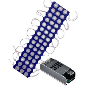 Resim 20 Adet 12 Volt 3 Watt 3 Lensli Mavi 3030 Smd Led Modül 5a Slim Trafo Set 