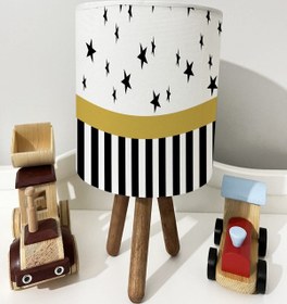 Resim dekomingo ÇİZGİ SARI YILDIZ DESENLİ BEBEK VE ÇOCUK ODASI 