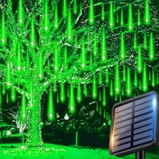 Resim Noel Dış Mekan Meteor Yağmuru Işıkları, 192 LED bahçe düğünleri, partiler, Noel ve Cadılar Bayramı süslemeleri için uygun. Evinizi, avlunuzu, saçaklarınızı ve bahçenizi aydınlatın 