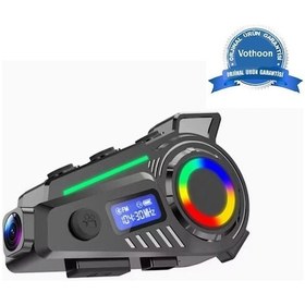 Resim K19 Motosiklet Kask Bluetooth Kulaklık Kamera Su Geçirmez Intercom Radyolu Hafıza Kart 