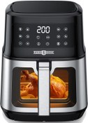 Resim PARIS RHONE PARIS RHÔNE Sıcak hava fritözü, 5 l, XXL, pencereli, 8'i 1 arada Airfryer 