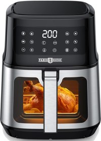 Resim PARIS RHONE PARIS RHÔNE Sıcak hava fritözü, 5 l, XXL, pencereli, 8'i 1 arada Airfryer 
