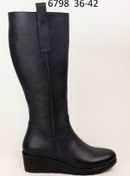 Resim Elile Shoes Iç Astarı Kürklü Deri Dolgu Topuk Kadın Çizme 41-42 Numara 