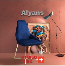 Resim Smarto Relax Alyans 2'li Yemek Masası Sandalye Seti - Metal Ayaklı, Mavi Kumaş Mavi Ve Altin Rengi 