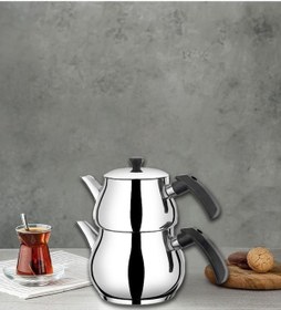 Resim Yunusoğlu Home Antonio Mini Boy Siyah Çaydanlık Takımı Inox 