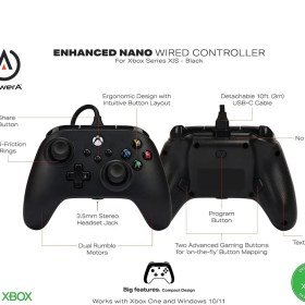 Resim PowerA Xbox Nano Kablolu Oyun Kolu Lisanslı Series x S Uyumlu Siyah 