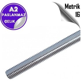 Resim Paslanmaz Çelik Metrik 16 Gijon ( Inox A2 Saplama Tij ) 1 Mt. Boy 