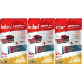 Resim Brillant Vakumlu Poşet/hurç 55 90cm Xlarge İç Adet 1 3 Lü Set Şeffaf 