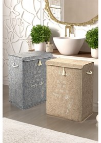 Resim Meleni Home 2'li Set Keçe Kapaklı Kirli Çamaşır Sepeti - Çok Amaçlı Saklama Kutusu Mega Hurç 55 X 41 X 30 Cm Diğer 
