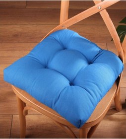 Resim Altınpamuk Altınpamuk Lüx Pofidik Mavi Sandalye Minderi Özel Dikişli Bağcıkl 