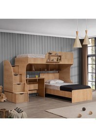 Resim Ranza, Aura Ranza Karyola Masa 3 Kapaklı Dolap + 2 Comfort Yatak 90 X 190 CM 