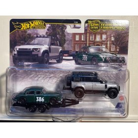 Resim HOT WHEELS Premium Jaguar MK1 ve '23 Land Rover Defender 110 (2024 Takım Taşımacılığı) 
