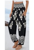 Resim Genel Markalar Kadın Yüksek Bel Desenli Lastikli Süprem Pantolon 