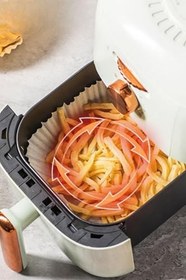 Resim BUFFER® 50 Adet Air Fryer Pişirme Kağıdı Tek Kullanımlık Hava Fritöz Yağ Geçirmez Yapışmaz Yuvarlak Tabak Model PVC 