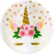 Resim Unicorn Çiçekli Karton Tabak 8'li 