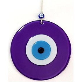 Resim Nazar Boncuklu Mor Renk 20 Santimetre Çapında Cam Duvar Süsü 