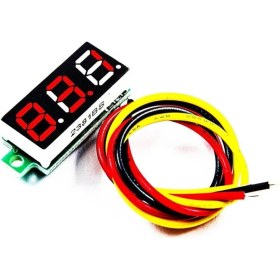 Resim Mini Dijital Voltmetre 0-100V, 0.28 Inch Kırmızı Ekran, 3 Kablolu 