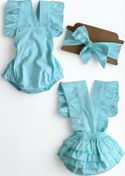 Resim Parla Kids Kız Bebek Mint Yeşil Pamuklu Salopet Bandana Takım 