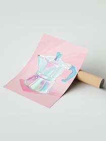 Resim Zestia Çerçevesiz Poster, Pembe Moka Pot - İtalyan Kahve Makinesi, Mutfak Dekoru Poster No: 108080 21 x 30 
