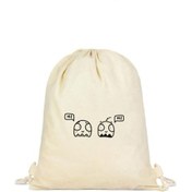 Resim Sevimli Karakter Baskılı Büzgülü Sırt Çantası - Krem 