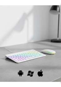 Resim Türkçe Q Aydınlatmalı Klavye Mouse Seti Kablosuz Bluetooth Destekli Diğer 