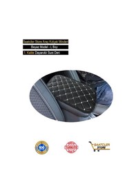 Resim Fiat Bravo Deri Oto Kolçak Kılıfı Örtüsü Capitone Süngerli Beyaz Nakışlı-121 