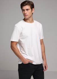 Resim Regular Fit Yuvarlak Yaka Düz Erkek Beyaz Kısa Kol Tişört Colin's