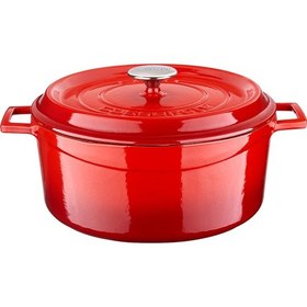 Resim Lava Döküm Trendy Kapak Yuvarlak Kırmızı Tencere Ø 28 cm. 